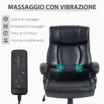 Poltrona da Ufficio Massaggiante e Riscaldata con 2 Punti Massaggio e 8 Programmi, Nera - immagine 8