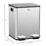 Bidone Immondizia a 2 Sezioni da 20L con Chiusura Silenziosa, in Acciaio Inox e PP, 45.8x36x51.6 cm - immagine 3
