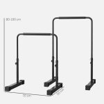 Set 2 Barre per Dip Regolabile su 4 Altezze con Maniglie Antiscivolo in Acciaio, 70x50x80-105 cm, Nero - immagine 3