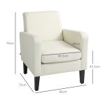 Poltroncina da Camera Moderna in Tessuto con Braccioli, 66x72x74 cm, Crema - immagine 3