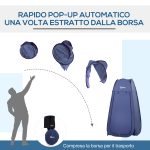 Tenda da Doccia Pop Up Impermeabile in Poliestere e Plastica, 100x100x185 cm, Blu Navy - immagine 4