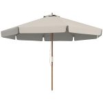 Ombrellone da Giardino con Doppio Tettuccio, in Bambù e Poliestere, Ø325x250 cm, Grigio