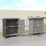 Armadio da Giardino in Legno di Abete con Porte a Persiana e 2 Ripiani, 87x46.5x96.5cm, Grigio - immagine 3