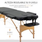 Lettino da Massaggio Pieghevole Professionale con Altezza Regolabile e Borsa di Trasporto, Nero - immagine 4