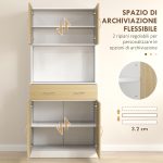 Credenza Cucina con Armadietti a 2 Ante e Cassetto, 80x40x180cm, Colore Legno - immagine 5
