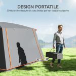 Tenda da Campeggio per 4-6 Persone con 2 Stanze e Veranda, Impermeabile e UPF 30+, Borsa di Trasporto, Grigio - immagine 7