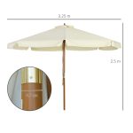 Ombrellone da Giardino con Doppio Tettuccio, in Legno di Bambù e Poliestere, Ø325x250 cm, Beige - immagine 3