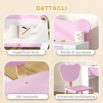 Set Scrivania per Bambini con Cassetto e Sedia con Schienale a Orsetto, Età 3-8 Anni, Rosa - immagine 6