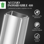 Cestino Spazzatura 20L con Chiusura Ammortizzata e Secchio Rimovibile, in Acciaio e PP, 21.5x37.2x57 cm, Argento - immagine 5