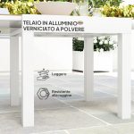 Tavolo da Pranzo da Giardino Allungabile 80-160 cm per 4-6 Posti, Bianco - immagine 5