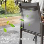 Set 2 Sedie da Giardino Impilabili con Seduta Traspirante, in Alluminio e Textilene, 56x58x89 cm, Grigio Carbone - immagine 6