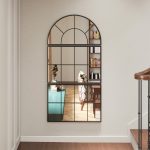Specchio da Parete ad Arco Stile Finestra per Camera da Letto e Ingresso, 76x43 cm, Nero - immagine 6