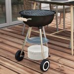 Barbecue a Carbonella con Griglia in Acciaio, Coperchio e Prese d'Aria e Ruote, Nero - immagine 9