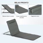 Set 2 Lettini Spiaggia Pieghevoli con Schienale Regolabile a 5 Livelli e Borsa, Grigio - immagine 6
