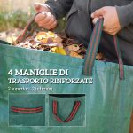 Set 3 Sacchi per Rifiuti da Giardino da 300 L con Manici, Richiudibili e Riutilizzabili, Ø67x84 cm, Verde - immagine 5