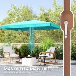 Ombrellone da Giardino 2x3 m con Apertura a Manovella, Inclinabile e Anti UV 50+, Turchese - immagine 7