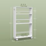 Carrello da Cucina e Bagno Salvaspazio a 3 Livelli con Barre Laterali e Ruote con Freni, Bianco - immagine 3