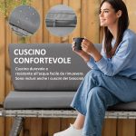 Divano da Giardino 2 Posti in Rattan con Imbottitura e Braccioli Ribaltabili, 129x63x67cm, Grigio - immagine 6