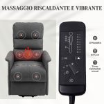 Poltrona Alzapersona Elettrica con 8 Punti Vibranti, 4 Modalità di Massaggio e Riscaldamento, Grigio - immagine 7
