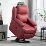 Poltrona Alzapersona Reclinabile con Poggiapiedi e Telecomando, in Pelle PU, 76x90x105 cm, Rosso - immagine 2