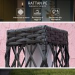 Lampada Solare da Giardino con Illuminazione LED, in Acciaio e Rattan PE, 20x20x68 cm, Grigio - immagine 4