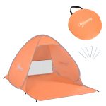 Tenda da Spiaggia Pop Up con Protezione UV 30+ e Borsa di Trasporto, 200x150x119 cm, Arancione