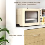 Credenza Cucina con Armadietti a 2 Ante e Cassetto, 80x40x180cm, Colore Legno - immagine 6