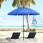 Ombrellone da Spiaggia 1.8x2 m con Reclinazione a 45° e 8 Stecche, Poliestere e Acciaio, Blu - immagine 2