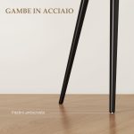 Set 2 Sedie da Pranzo Nordiche Imbottite con Braccioli Ricurvi in Tessuto Effetto Velluto, 54x57x80 cm, Crema - immagine 6