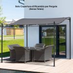 Telo di Ricambio per Pergola da Giardino 3x3 m con 16 Fori di Drenaggio, 297x297 cm, Grigio - immagine 9