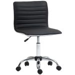 Sedia da Ufficio Ergonomica in Pelle PU con Altezza Regolabile, Seduta Girevole e Ruote, Nero
