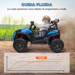 Macchina Elettrica per Bambini 24V a 2 Posti con Telecomando e 3 Velocità, Età 3-8 Anni, Blu - immagine 6