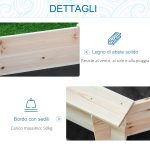 Sabbiera per Bambini con Sedili e Copertura, Età 3-8 Anni, 139.5x139.5x21.5cm, Colore Legno - immagine 6