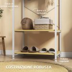 Mobile Appendiabiti 2 in 1 con Ripiano a 2 Livelli, in Acciaio e Truciolato, 60x40x167.5 cm - immagine 5