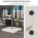 Base per Ombrellone da Giardino 25kg per Pali da Ø32mm, Ø38mm e Ø48mm, in Granito e Acciaio Inox, 38x38x38 cm, Grigia - immagine 6