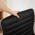 Sedia da Ufficio Ergonomica in Pelle PU con Altezza Regolabile, Seduta Girevole e Ruote, Nero - immagine 8