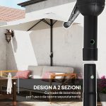 Ombrellone da Parete Mezzaluna Salvaspazio con Apertura a Manovella, Crema - immagine 7