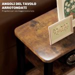Tavolino da Soggiorno in Stile Industriale con 2 Ripiani, in Legno e Metallo, 46x18x58.5 cm, Marrone - immagine 5