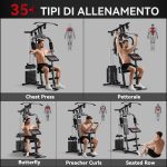 Stazione Fitness con Seduta e Schienale Imbottiti, in Acciaio e PU, 135x103x210 cm, Nero - immagine 4