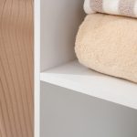 Armadio Guardaroba a Rotelle con 2 Barre e 3 Ripiani Aperti, in Legno e Alluminio, 120x40x128 cm, Bianco - immagine 8