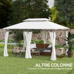  Gazebo da Giardino 3x4 m con Tende Rimovibili, Doppio Tetto e Struttura in Metallo, Crema - immagine 5