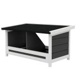 Nido per Galline a 2 Aree con Base Rialzata e Tetto, in Legno e Bitume, 66x37x34 cm, Grigio Bianco e Nero - immagine 9