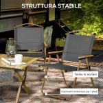 Set 2 Sedie per Esterni Pieghevoli con Braccioli in Tessuto Oxford e Acciaio, Grigio - immagine 7