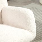 Sedia a Dondolo in Velluto Teddy, Metallo e Legno per Camera da Letto e Soggiorno, 70x94x100 cm, Bianco Crema - immagine 8