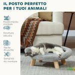 Cuccia Divanetto per Cani e Gatti Sfoderabile in Peluche con Schienale, 47x40x20 cm, Grigio - immagine 5