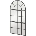 Specchio da Parete ad Arco Stile Finestra per Camera da Letto e Ingresso, 76x43 cm, Nero