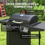 Barbecue a Gas con 4 Bruciatori Indipendenti e Coperchio con Termometro, 108x54x97 cm, Nero - immagine 5