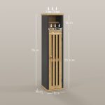 Mobiletto Bagno con Ripiano Aperto e Armadietto, in Bambù e MDF, 18x18x75 cm, Nero e color Legno - immagine 3