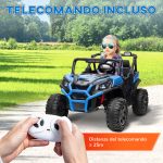 Macchina Elettrica per Bambini 24V a 2 Posti con Telecomando e 3 Velocità, Età 3-8 Anni, Blu - immagine 8