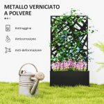 Fioriera Rialzata con Spalliera Decorativa per Rampicanti da Terra e Parete, 61x23x113 cm, Nero - immagine 6